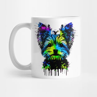 Adorable Yorkshire Terrier Puppy Dog Stencil Design Mug